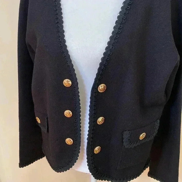 Sioni Black Open Front Cardigan Sweater with Gold Colored Buttons, Size Medium. - Picture 2 of 13